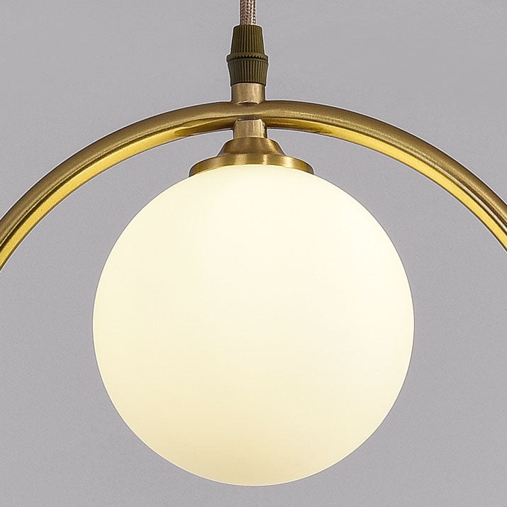 Lámpara colgante contemporánea nórdica de cobre y cristal circular de 1 luz para sala de estar y dormitorio 