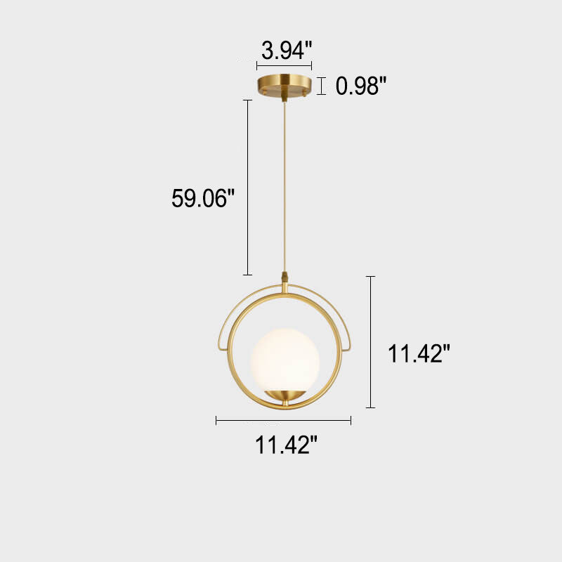 Nordic Minimalist Copper Glass Ring 1-Light Pendant Light