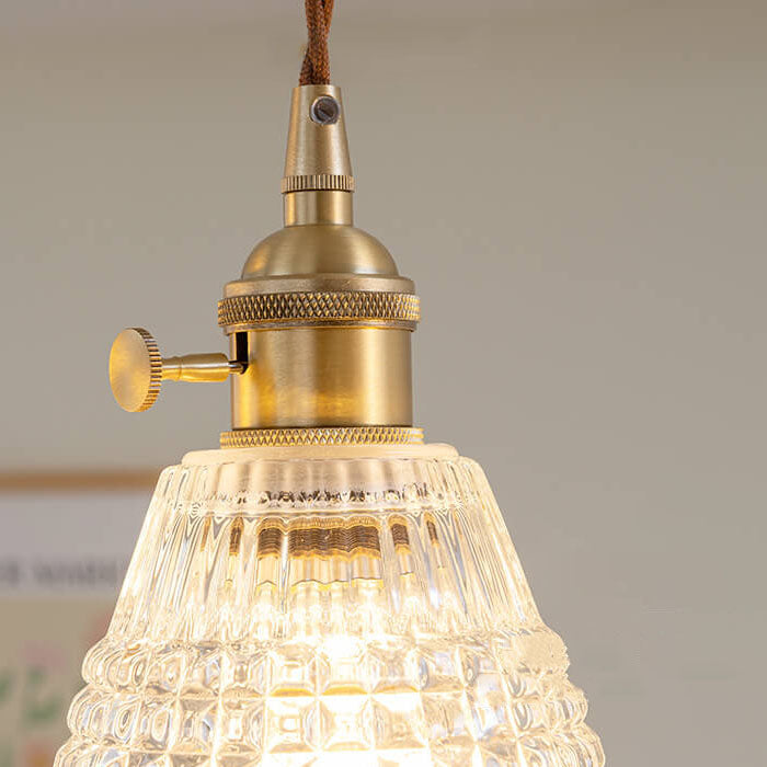 Japanese Minimalist Glass Bell Brass 1/3 Light Island Light Chandelier