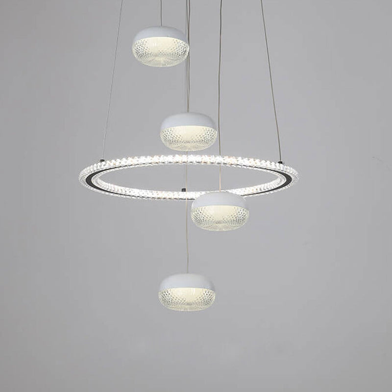 Nordic Minimalist Circle Diamond / Apple Hanging LED Chandelier