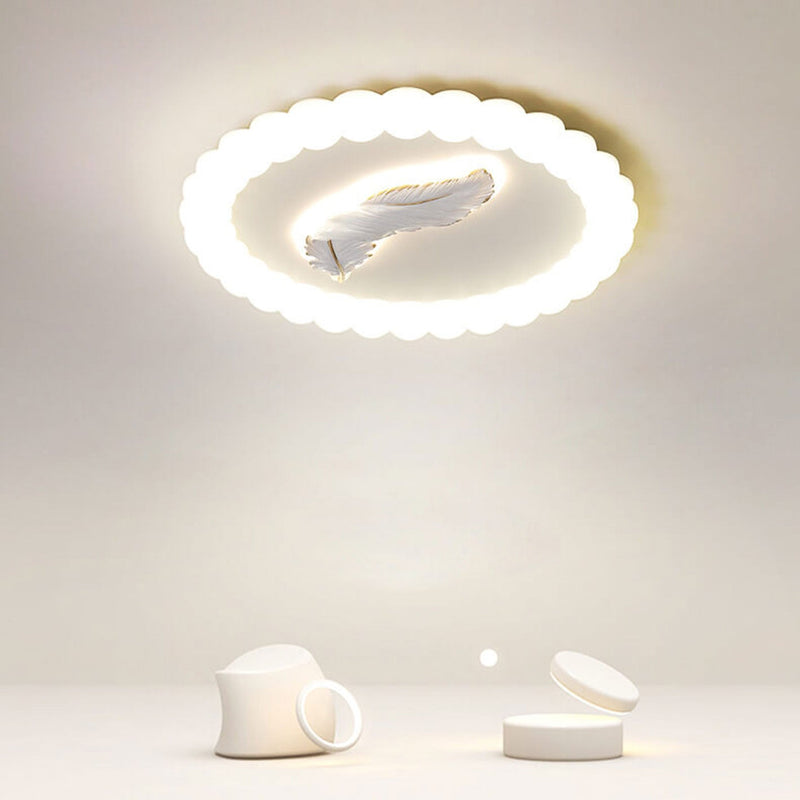 Nordisches minimalistisches Federdekorationsdesign Runde LED-Einbauleuchte 