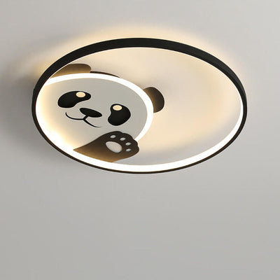 Cartoon Cute Panda Round LED Flush Mount Ceiling Light