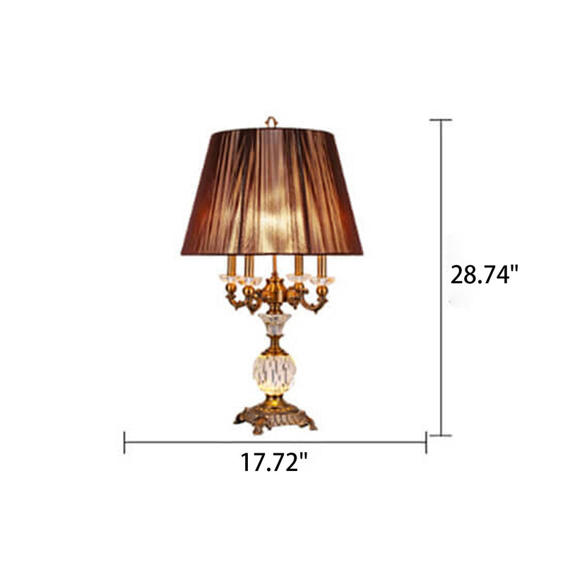 Lampe de table de luxe en alliage de zinc et cristal à 1 lumière, style européen 