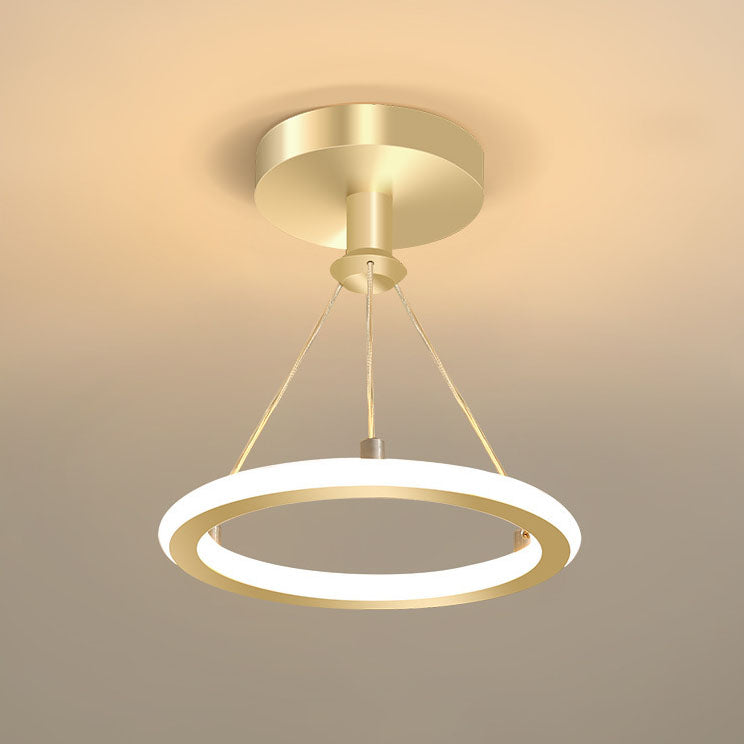 Modern Simplicity Aluminum Circle Strip LED Semi-Flush Mount Ceiling Light For Hallway