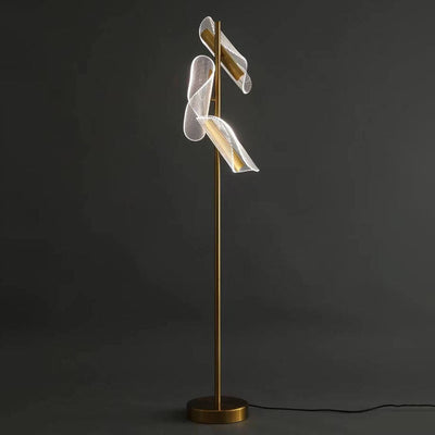 Modern Creative Gold-Finished Frame Acrylic Rotating Vane LED Standing Floor Lamp