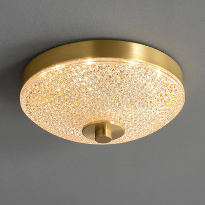 Simple Square Round Acrylic Brass LED Flush Mount Ceiling Light