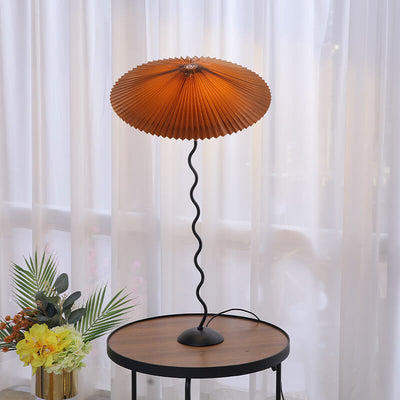 Vintage Danish Pleated Umbrella Bend Base 1-Light Table Lamp