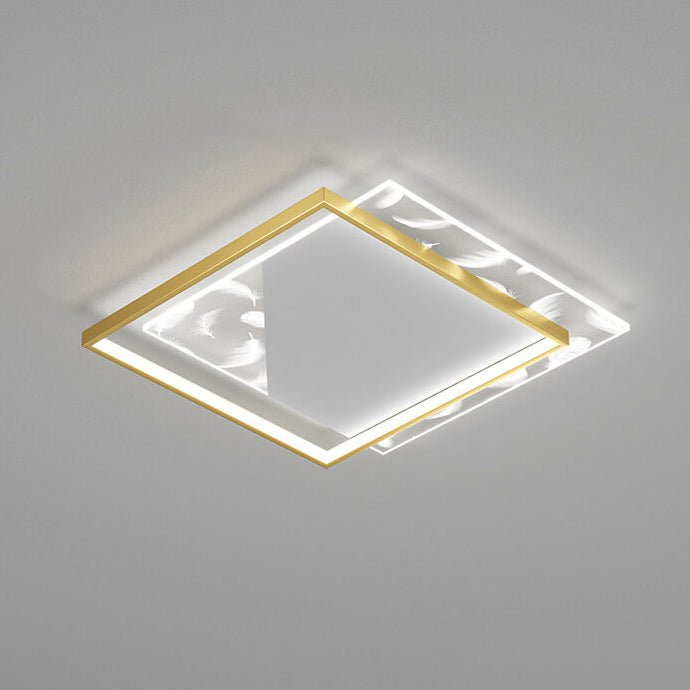 Modern Acrylic Light Luxury Square Feather Design LED Flush Mount Light