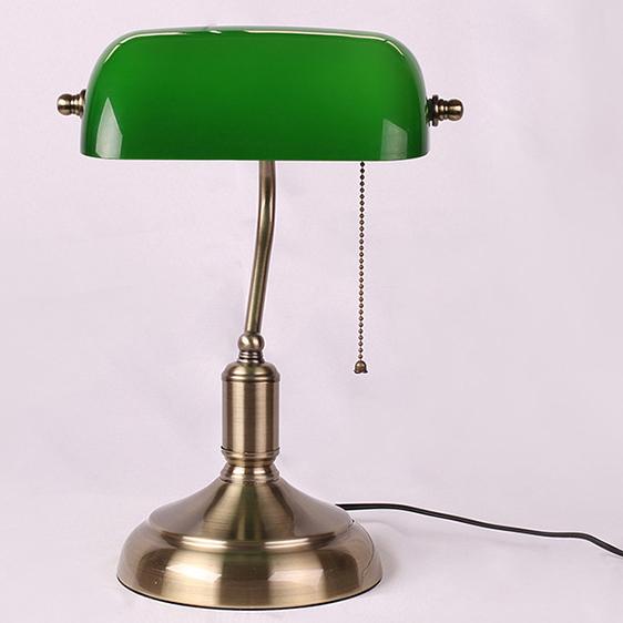 Retro Green Glass 1-Light LED Zipper Switch Table Lamp