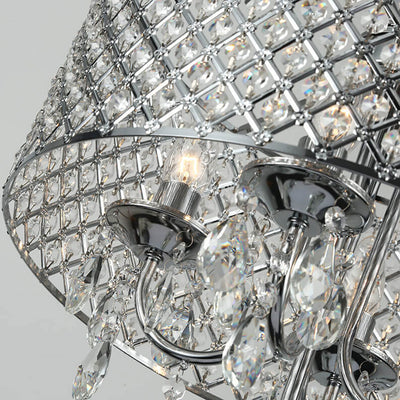 Moderner Luxus-Kristallzweig runder 4-Licht-Kronleuchter