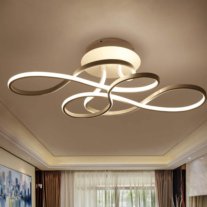 Modern Minimalist Aluminum Acrylic Line LED Flush Mount Ceiling Light