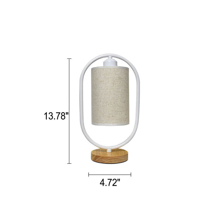 Nordic Linen White Ring 1-Light Dimmable Table Lamp