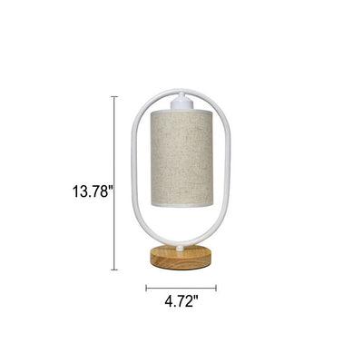 Nordic Linen White Ring 1-Light Dimmable Table Lamp