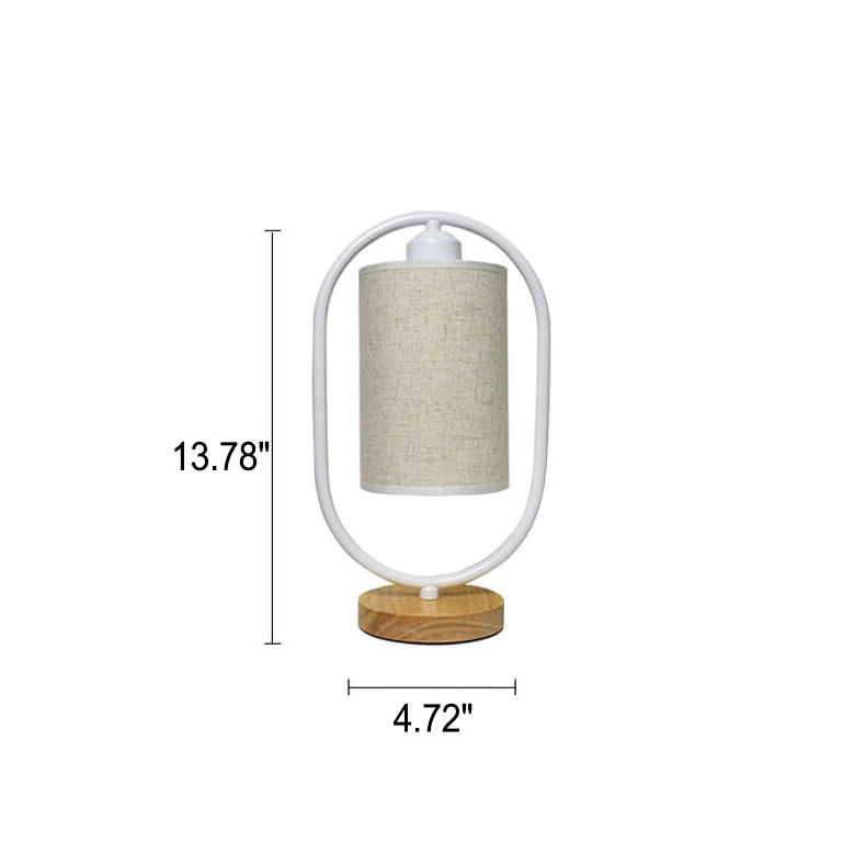 Nordic Linen White Ring 1-Light Dimmable Table Lamp