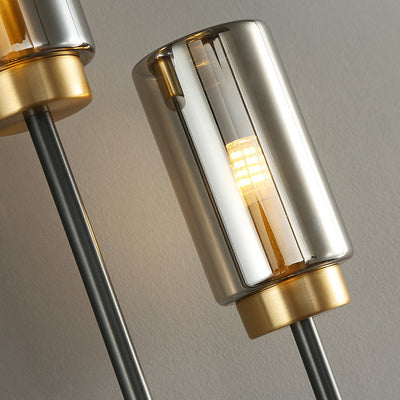 Modern Luxury Brass Glass Cylinder Jar 2/4 Light Wall Sconce Lamp