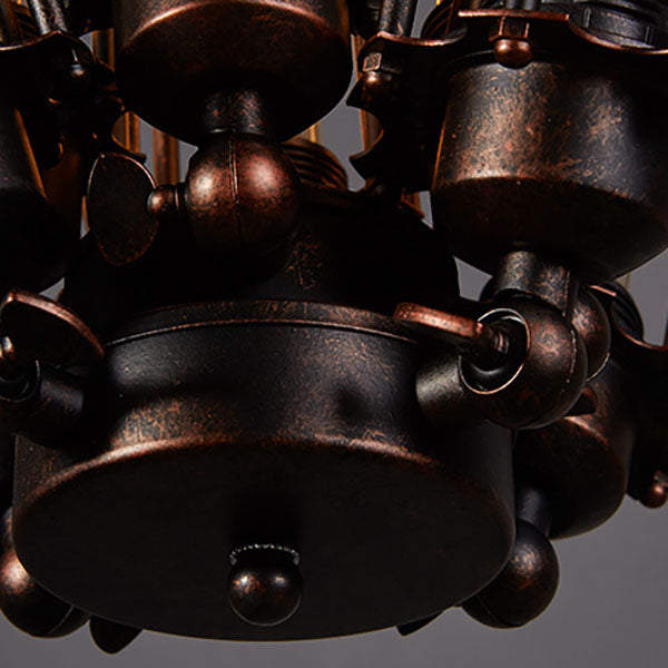 Contemporary Industrial Square Iron Flute 8-Light Chandelier For Living Room