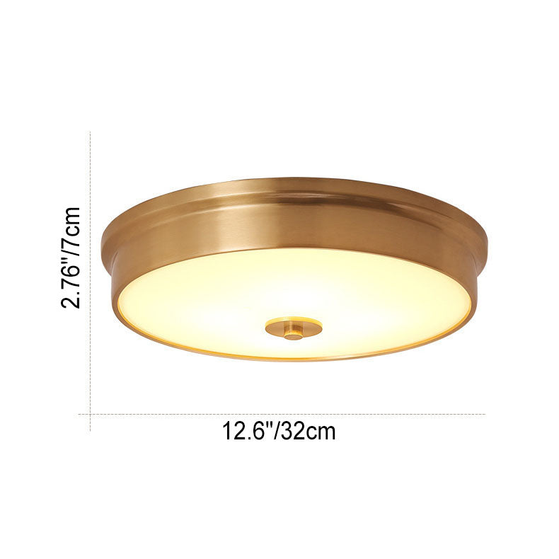 European Style Luxury Brass Glass Round 3/4 Light Flush Mount Ceiling Light