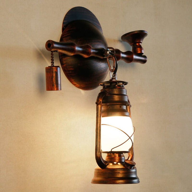 Vintage Pipe Kerosin Eisen antike Wandleuchte Lampe