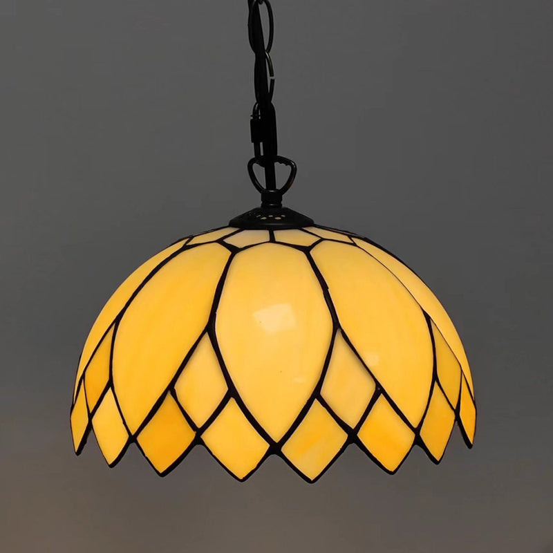 Tiffany Estilo Europeo Vidrio Blanco Lechoso Cúpula Lámpara Colgante de 1 Luz 
