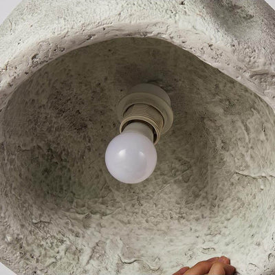 Contemporary Nordic Rough Rock Texture Semicircular 1-Light Pendant Light for Dining Room