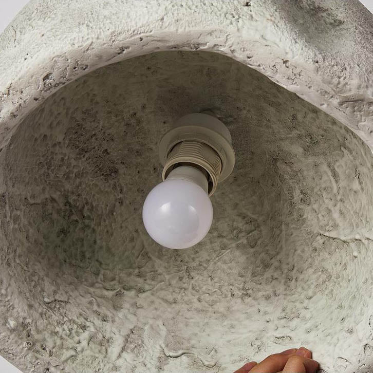 Contemporary Nordic Rough Rock Texture Semicircular 1-Light Pendant Light for Dining Room