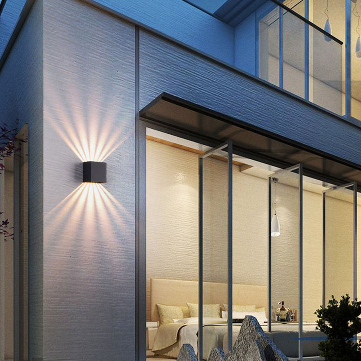 Lampe murale moderne en aluminium carré de couleur unie LED extérieure étanche 