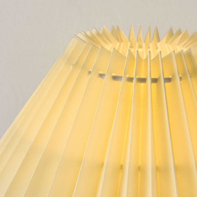 Lampe de table 1 lumière avec abat-jour plissé jaune lait nordique et base en céramique géométrique 