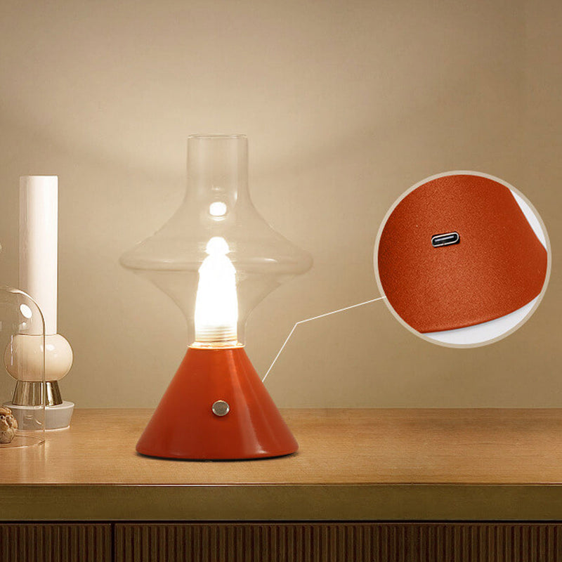Nordic Retro High Boron Glass USB Charging LED Night Light Table Lamp