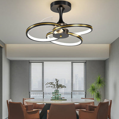 Luxury Acrylic Three Rings Combination Design LED Flush Mount Fan Light