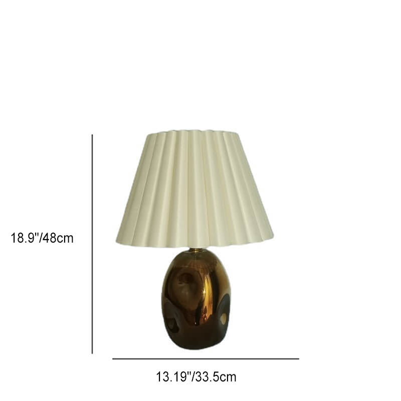 Chinese Modern Pleated Umbrella Wave Glazed Fabric PVC 1-Light Table Lamp
