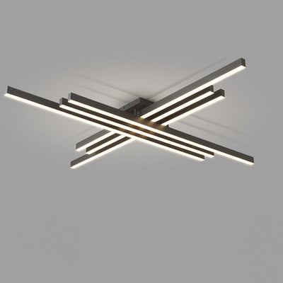 Lumière de plafond LED à montage affleurant en aluminium industriel avec ligne géométrique créative 