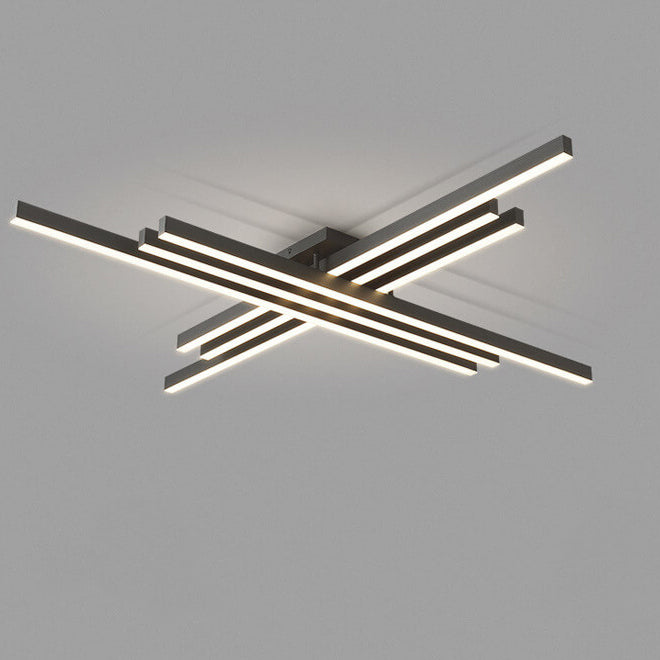 Lumière de plafond LED à montage affleurant en aluminium industriel avec ligne géométrique créative 