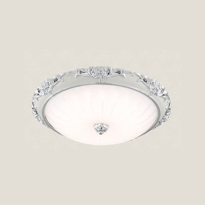 European Retro Round Floral Design LED Flush Mount Ceiling Light