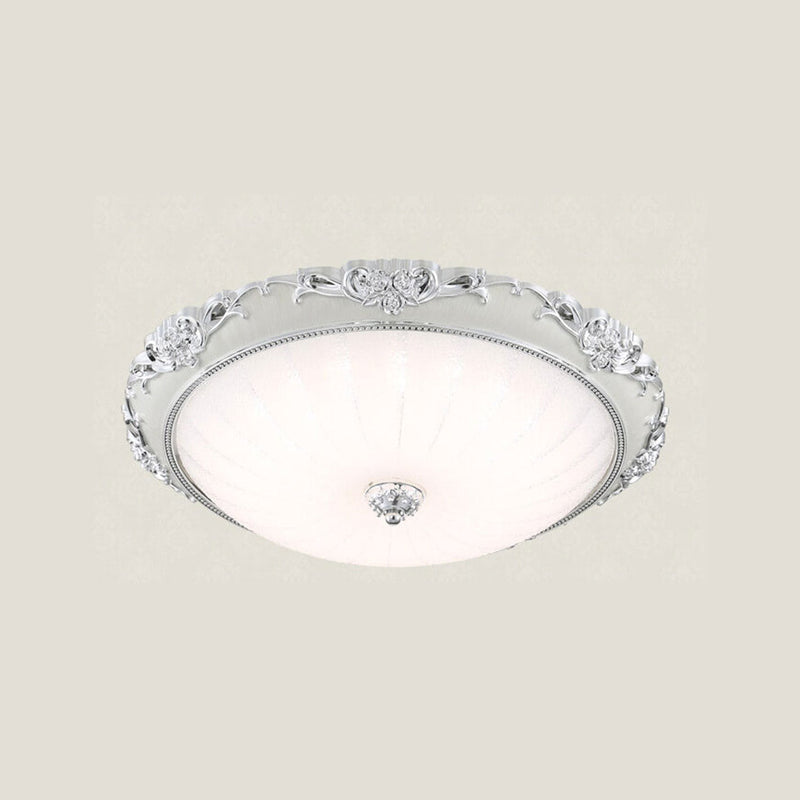 European Retro Round Floral Design LED Flush Mount Ceiling Light