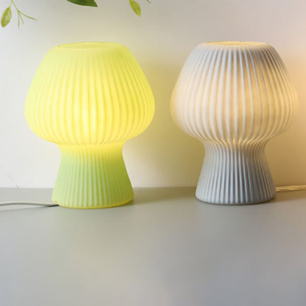 Modern Minimalist Mushroom 1-Light Glass Table Lamp For Bedside