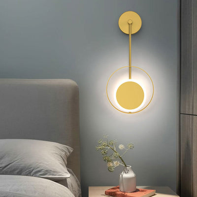 Modern Minimalist Iron Circle Straight Arm LED Light Wall Sconce Lamp