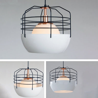 Industrial Iron Birdcage Design 1-Light Pendant Light