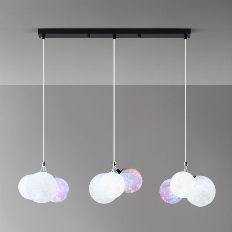 Lustre à 9 lumières en fer créatif moderne en forme de lune 