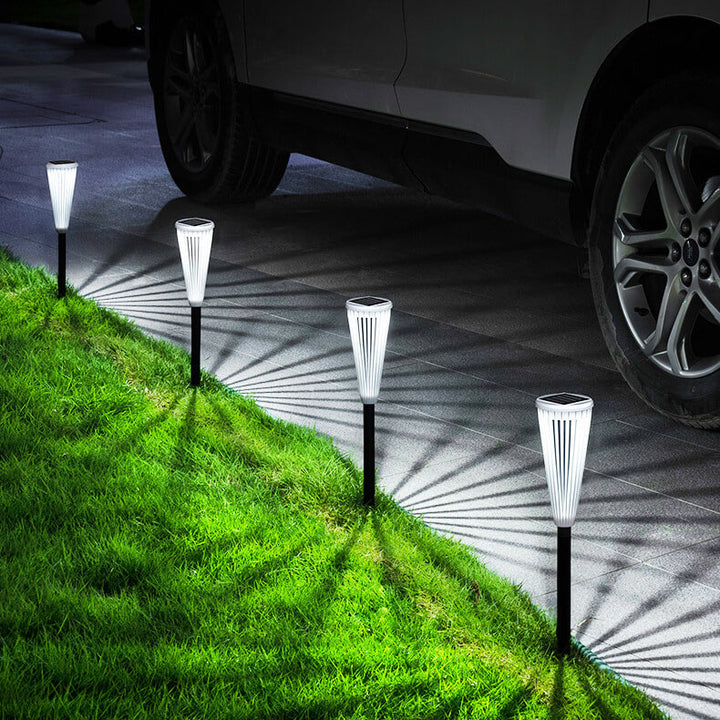 Modern Minimalist Solar Outdoor ABS PC Hollow Umbrella Design LED Waterproof Garden Lawn Ground Insert Landscape Light