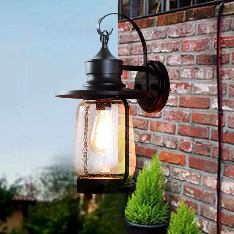 Vintage Industrial Bubble Glass 1-Light Outdoor Wasserdichte Patio Wandleuchte Lampe