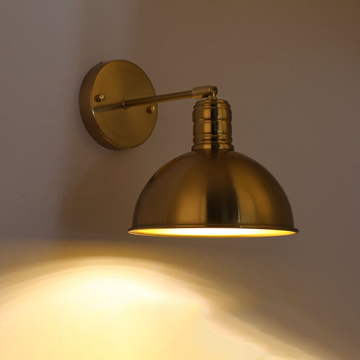 Modern Simple Iron Plated Brass Cone Round 1-Light Wall Sconce Lamp