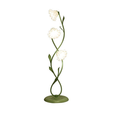 Contemporary Scandinavian Floral Glass Shade Twist Ring Branch Holder 3-Light Standing Floor Lamp For Home Office