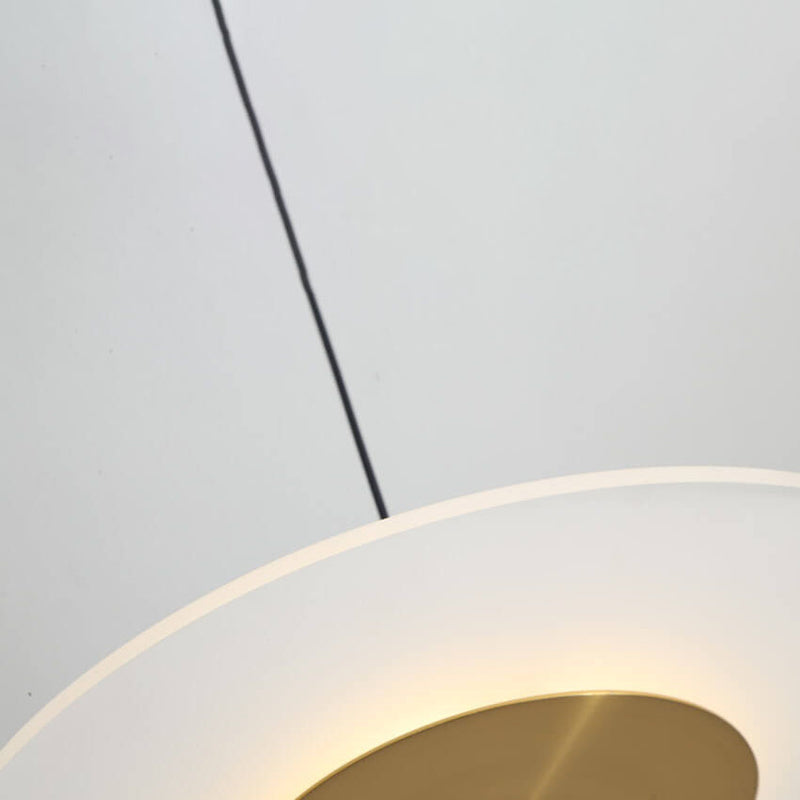 Moderne minimalistische LED-Pendelleuchte in runder Form aus Acryl in Gold mit 1 Licht 