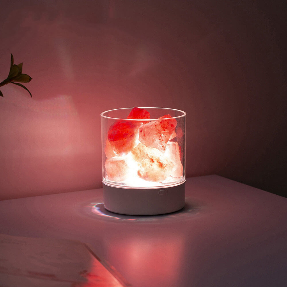 Lampe à sel, tasse à flamme, veilleuse LED, lampe de table 