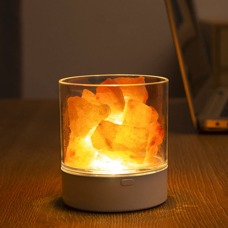 Lampe à sel, tasse à flamme, veilleuse LED, lampe de table 