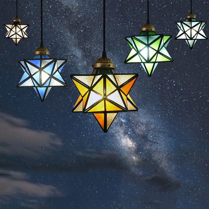Tiffany Sternenschirm Eisklares Glas 1-Licht LED Pendelleuchte 