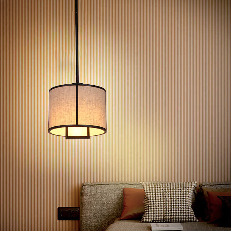 Modern Fabric 1-Light Drum Pendant Light