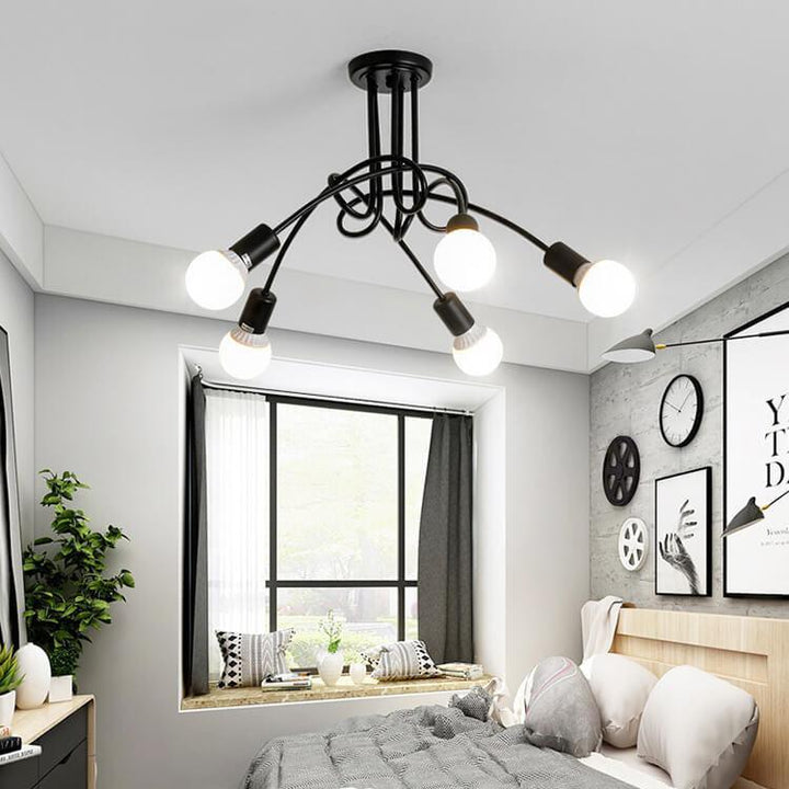 Contemporary Creative Wound Design Iron 5-Light Knotted Chandelier For Living Room