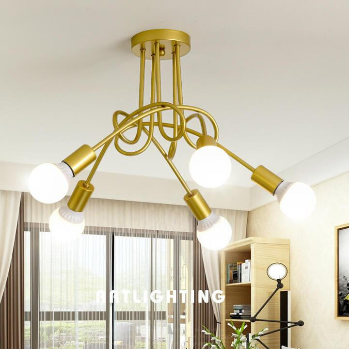 Contemporary Creative Wound Design Iron 5-Light Knotted Chandelier For Living Room