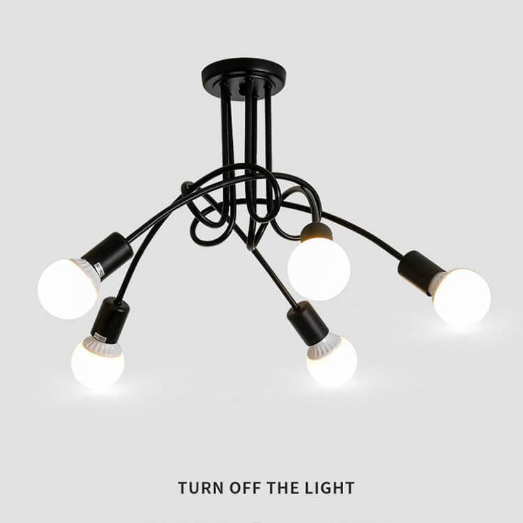 Contemporary Creative Wound Design Iron 5-Light Knotted Chandelier For Living Room